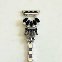 The Black Gatsby, Gold or Silver, Jeweled Watch Band with Black Onyx for Apple Watch
