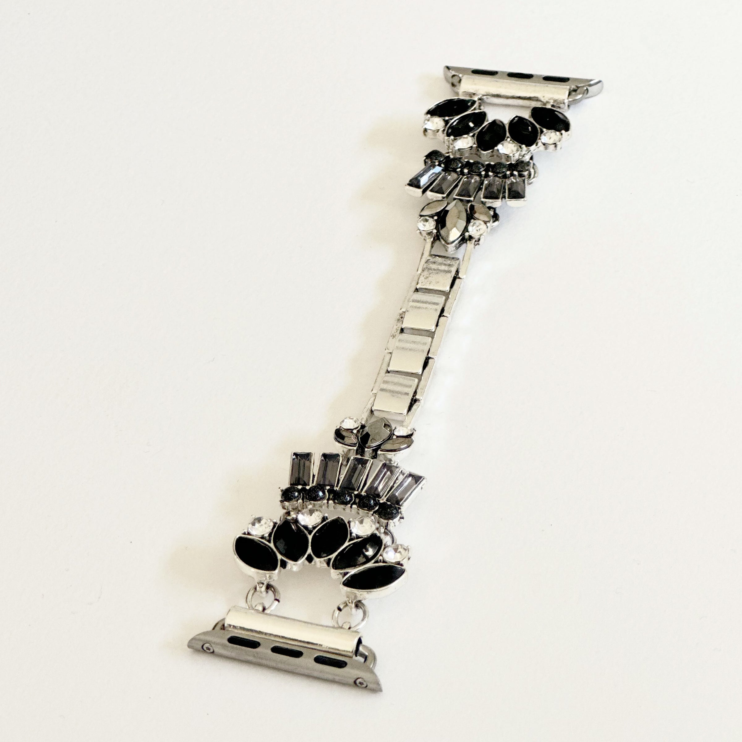 The Black Gatsby, Gold or Silver, Jeweled Watch Band with Black Onyx for Apple Watch