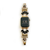 The Black Gatsby, Gold or Silver, Jeweled Watch Band with Black Onyx for Apple Watch