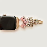 The Pink Gatsby, Gold, Silver, and Rose Gold Jeweled Watch Band with Rose Quartz for Apple Watch