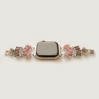 The Pink Gatsby, Gold, Silver, and Rose Gold Jeweled Watch Band with Rose Quartz for Apple Watch