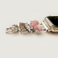 The Pink Gatsby, Gold, Silver, and Rose Gold Jeweled Watch Band with Rose Quartz for Apple Watch