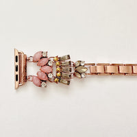 The Pink Gatsby, Gold, Silver, and Rose Gold Jeweled Watch Band with Rose Quartz for Apple Watch