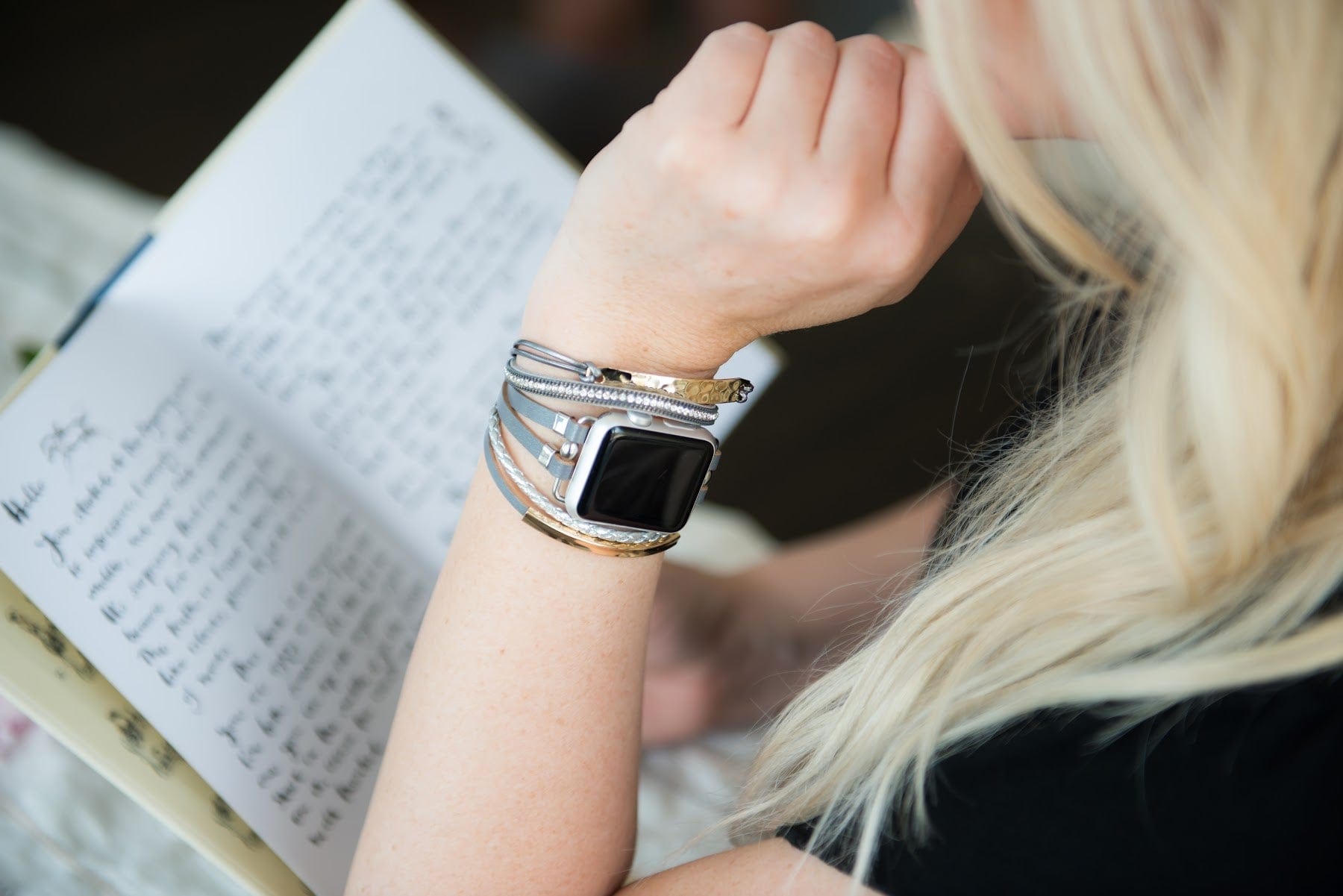The Posh, Strappy Leather Watch Band with Gold, Silver, or Rose Gold Hardware, For Apple Watch