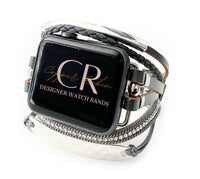 The Posh, Strappy Leather Watch Band with Gold, Silver, or Rose Gold Hardware, For Apple Watch