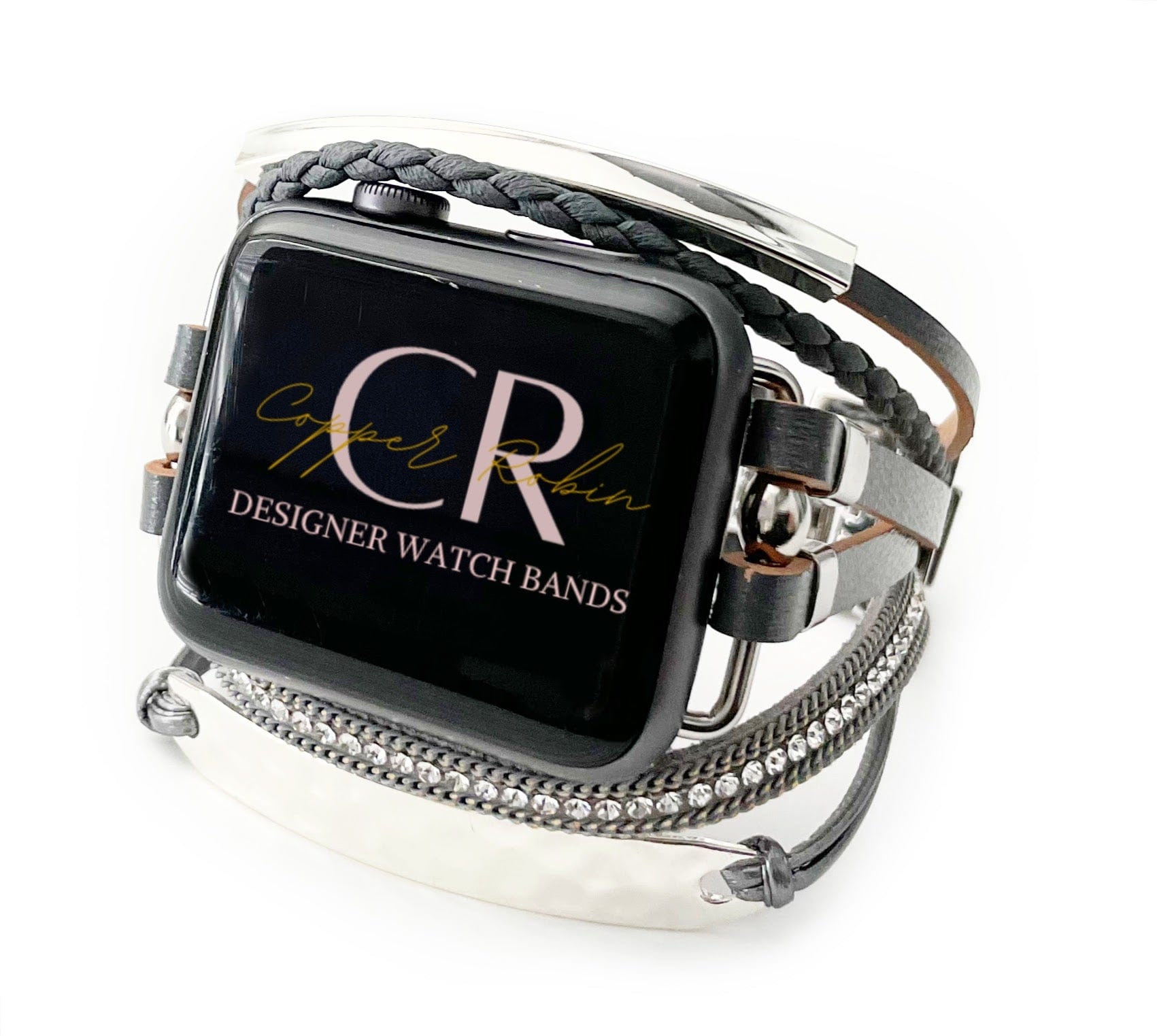 The Posh, Strappy Leather Watch Band with Gold, Silver, or Rose Gold Hardware, For Apple Watch