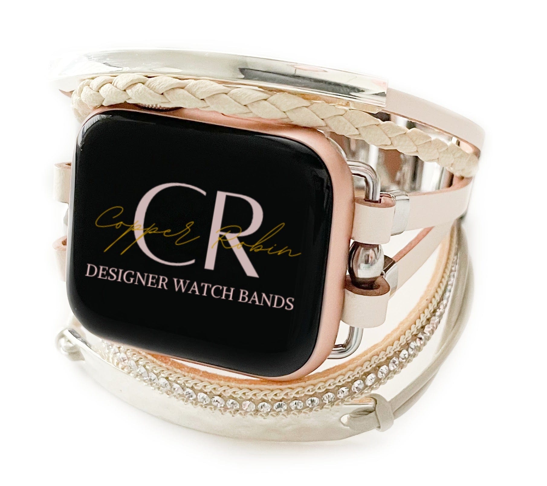 The Posh, Strappy Leather Watch Band with Gold, Silver, or Rose Gold Hardware, For Apple Watch
