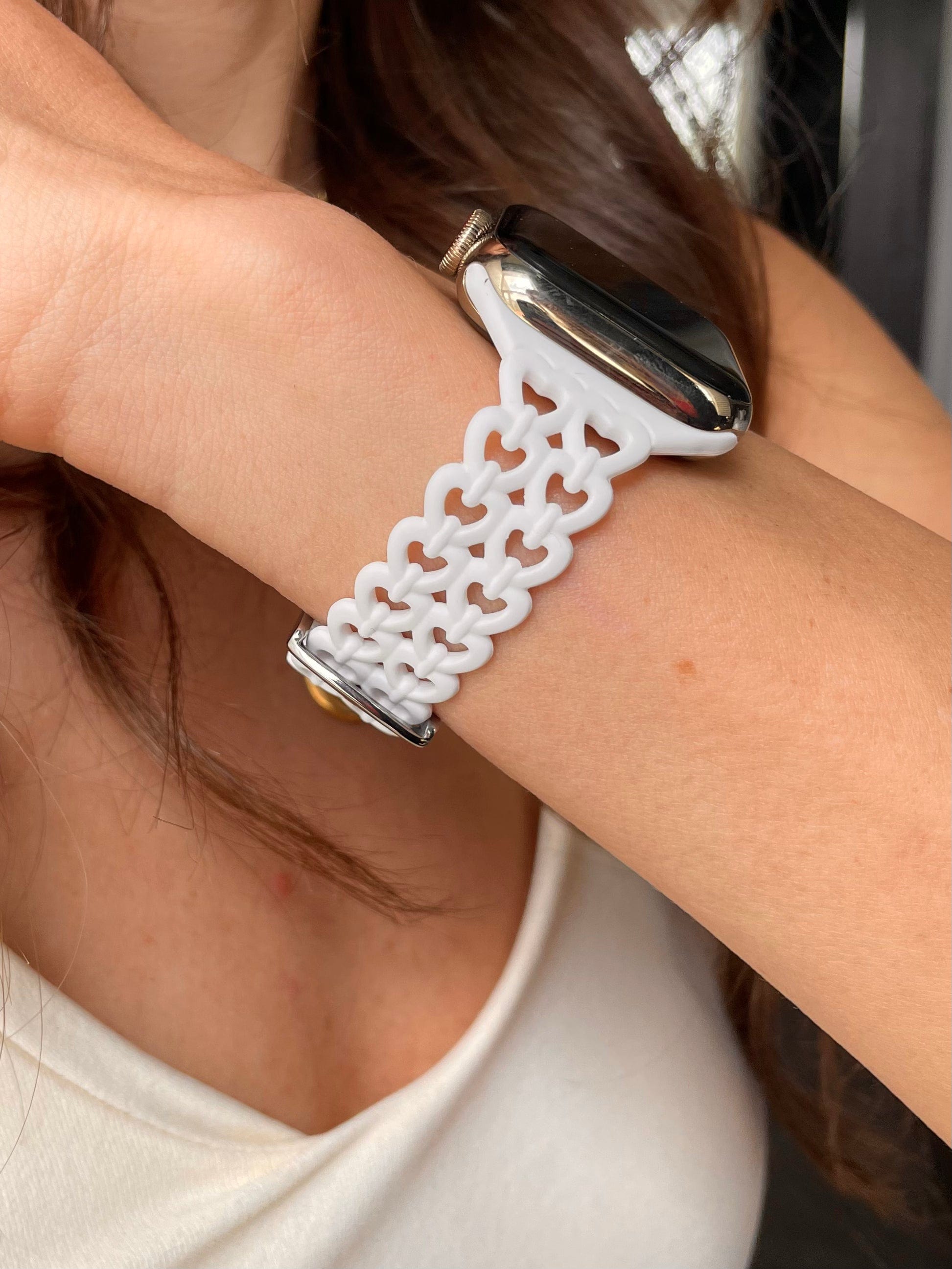 3 Pack Chained Heart Silicone Watch Band for Apple Watch