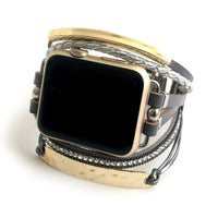 The Posh, Strappy Leather Watch Band with Gold, Silver, or Rose Gold Hardware, For Apple Watch