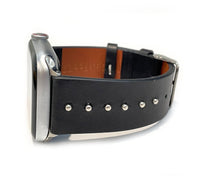 The Celebrity, Black Leather with Gold, silver, or Rose Gold Metal Studs Watch Band for Apple Watch