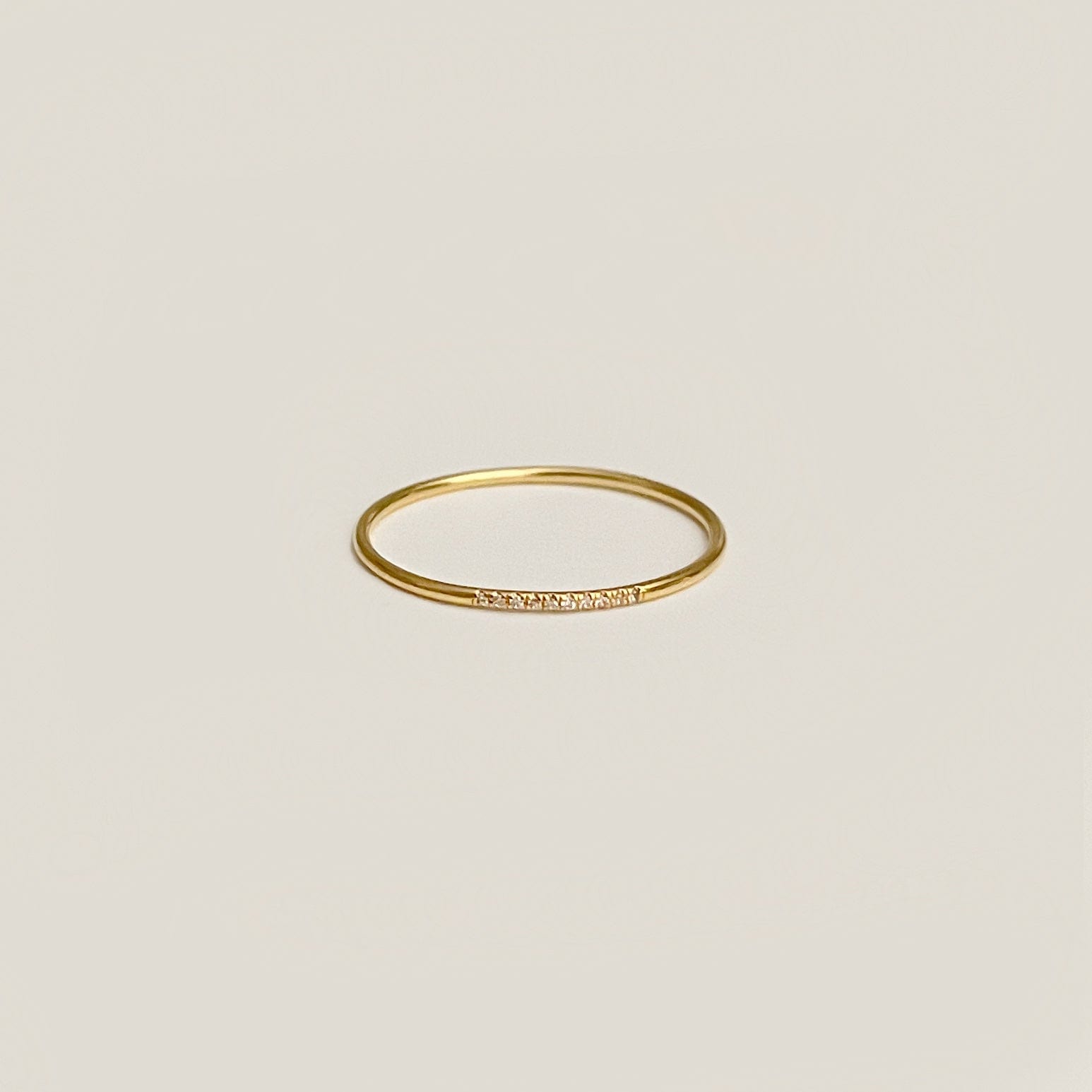 Diamond String Stacking Ring (Gold Filled) 10 diamonds