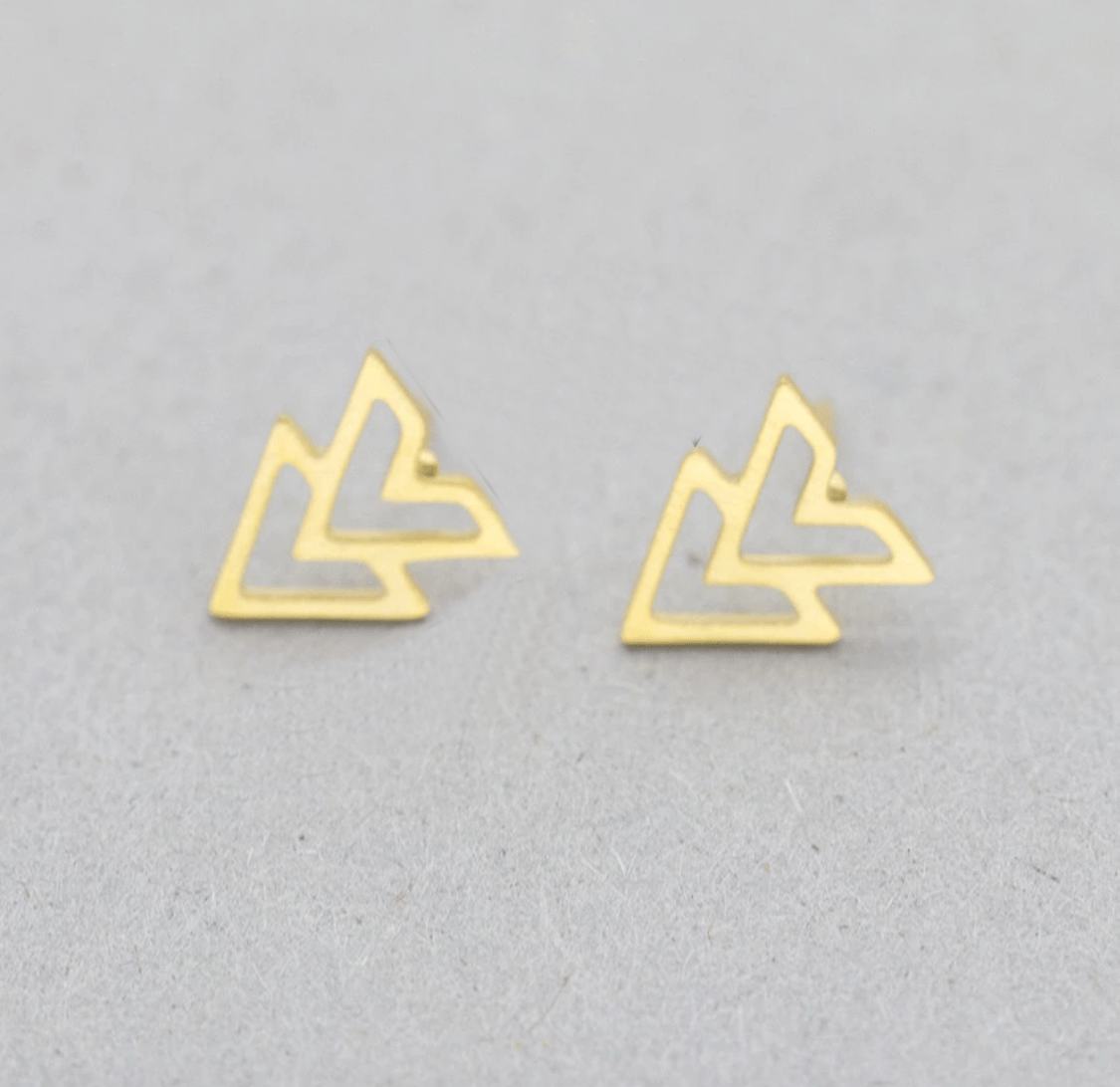 Gold Double Arrow Stud Earrings