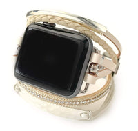 The Posh, Strappy Leather Watch Band with Gold, Silver, or Rose Gold Hardware, For Apple Watch