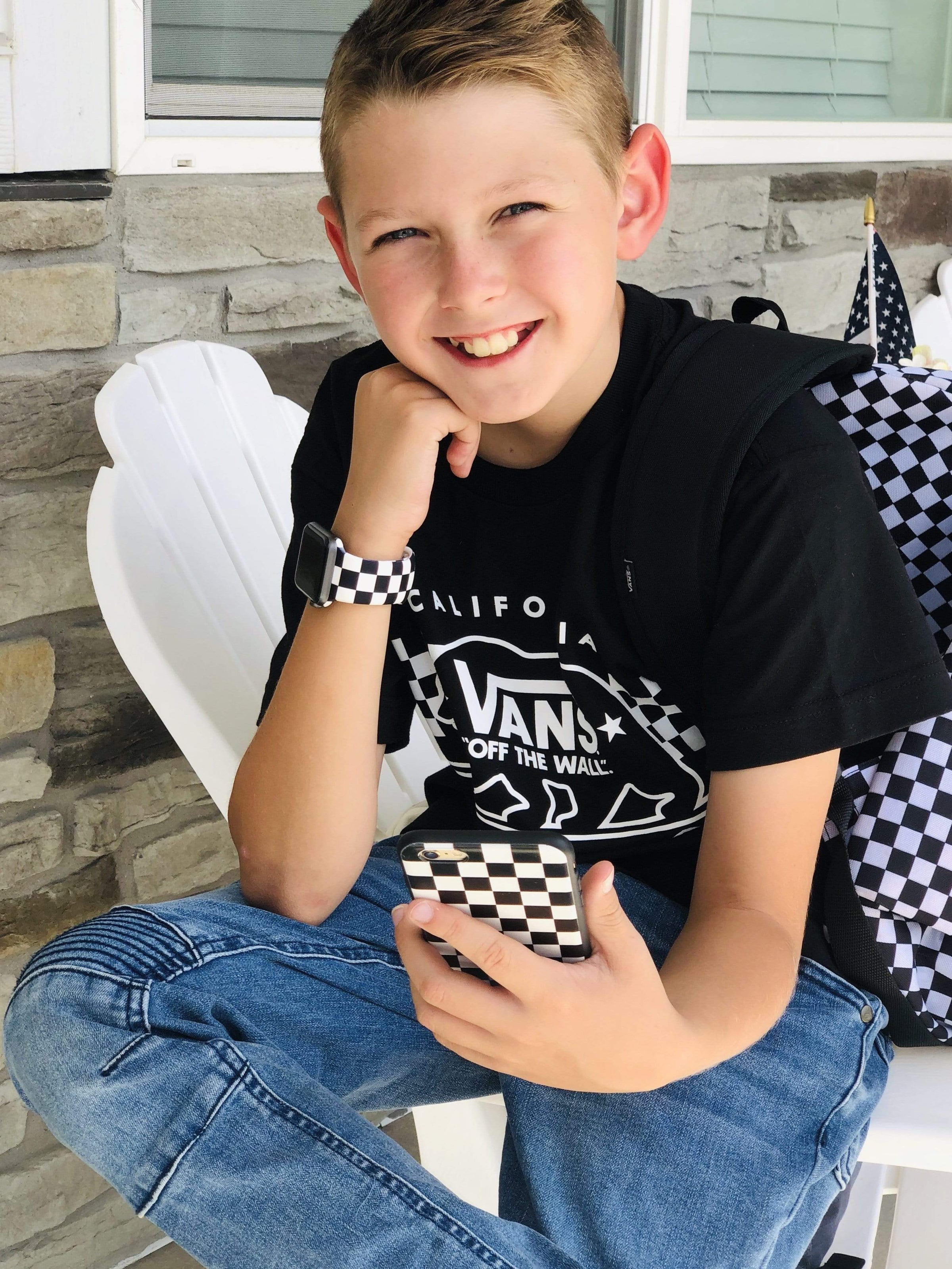 Black and White Checkered Watch Band for Apple Watch