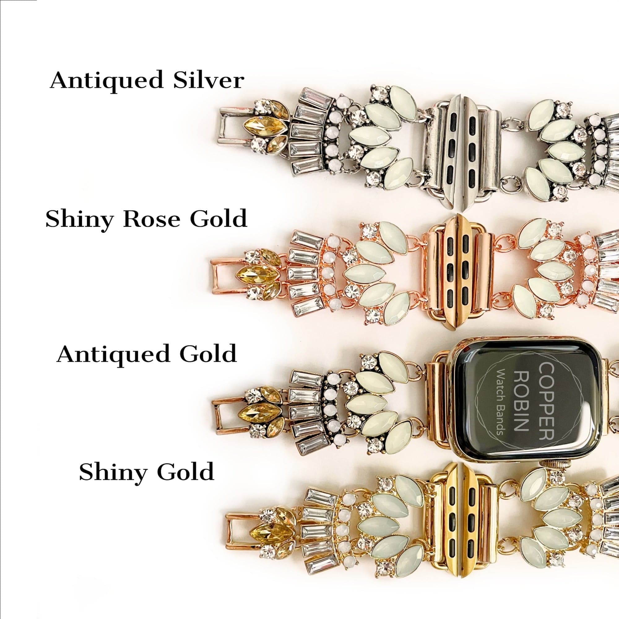 The Gatsby, Gold, Silver, and Rose Gold Jeweled Watch Band for Samsung
