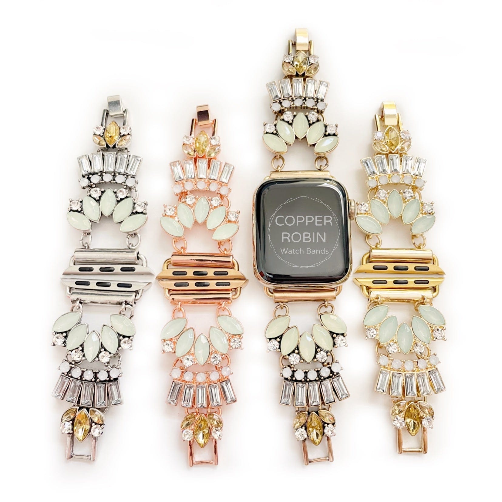The Gatsby, Gold, Silver, and Rose Gold Jeweled Watch Band for Samsung