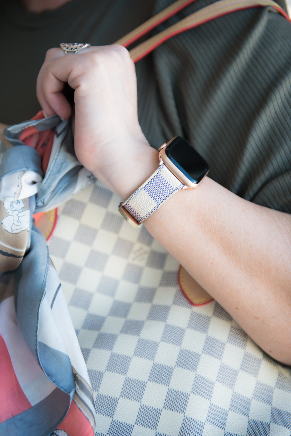 The Louie Damier Blue and White Watch Band for Apple Watch