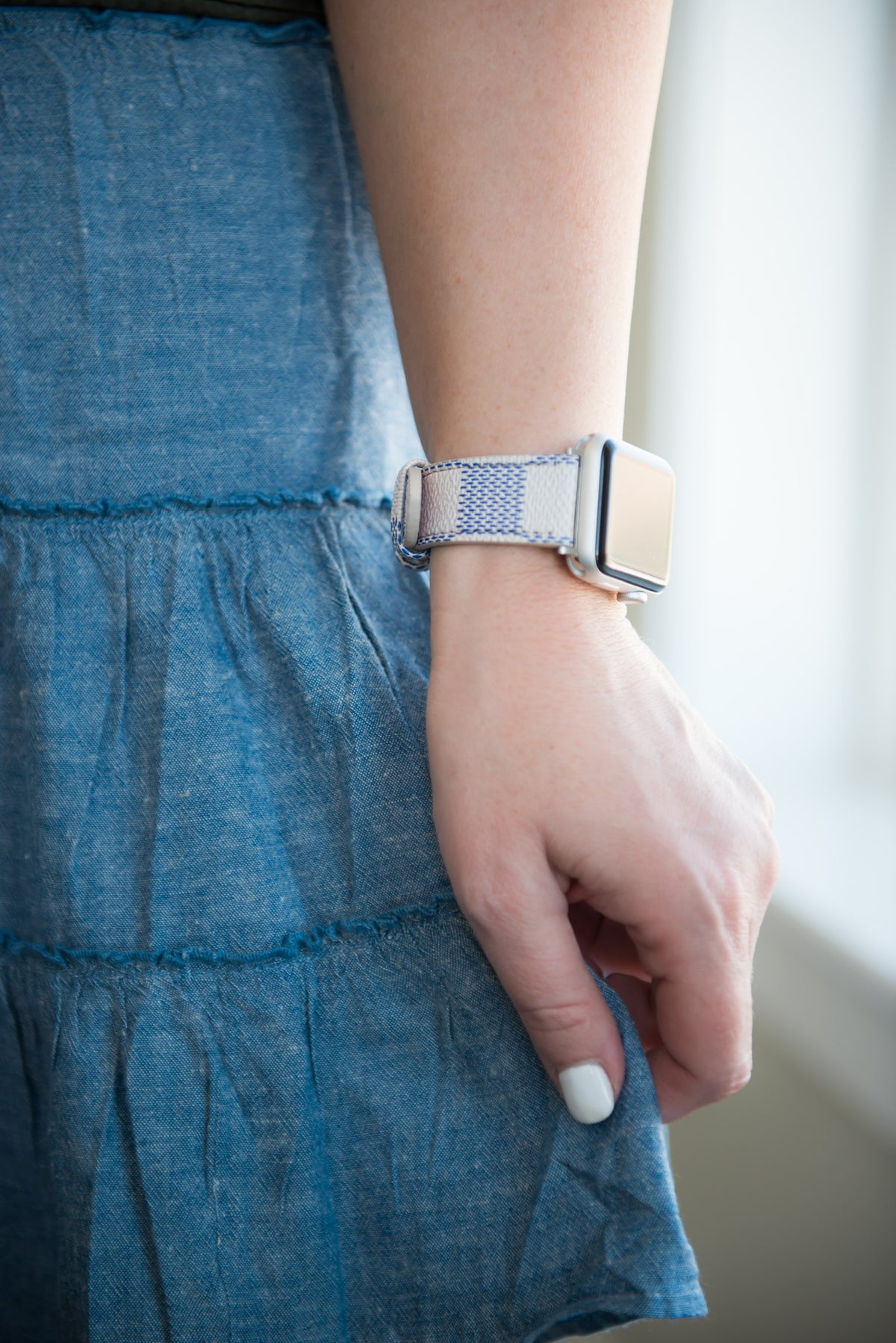 The Louie Damier Blue and White Watch Band for Apple Watch