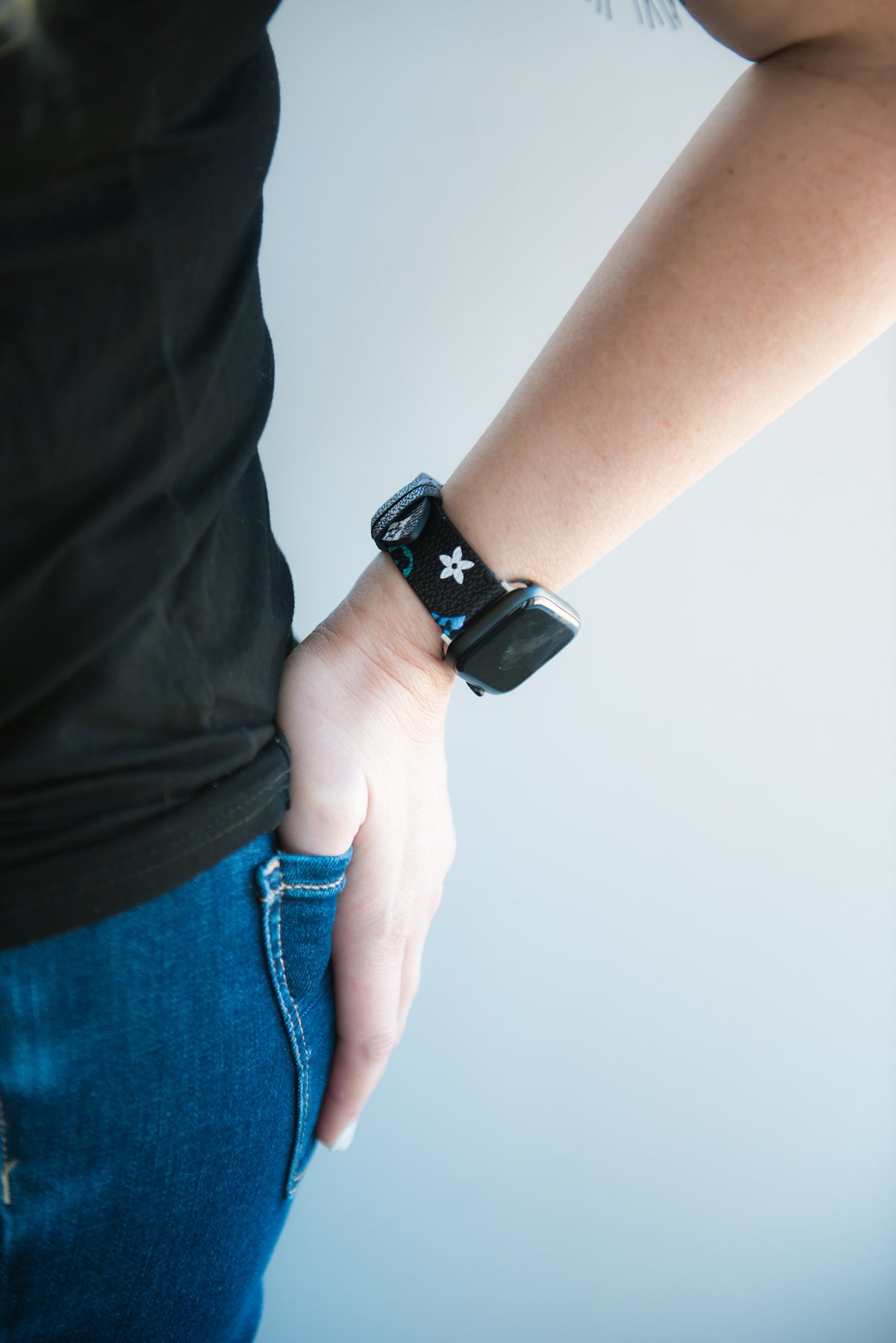 The Louie Damier Blue and White Watch Band for Apple Watch