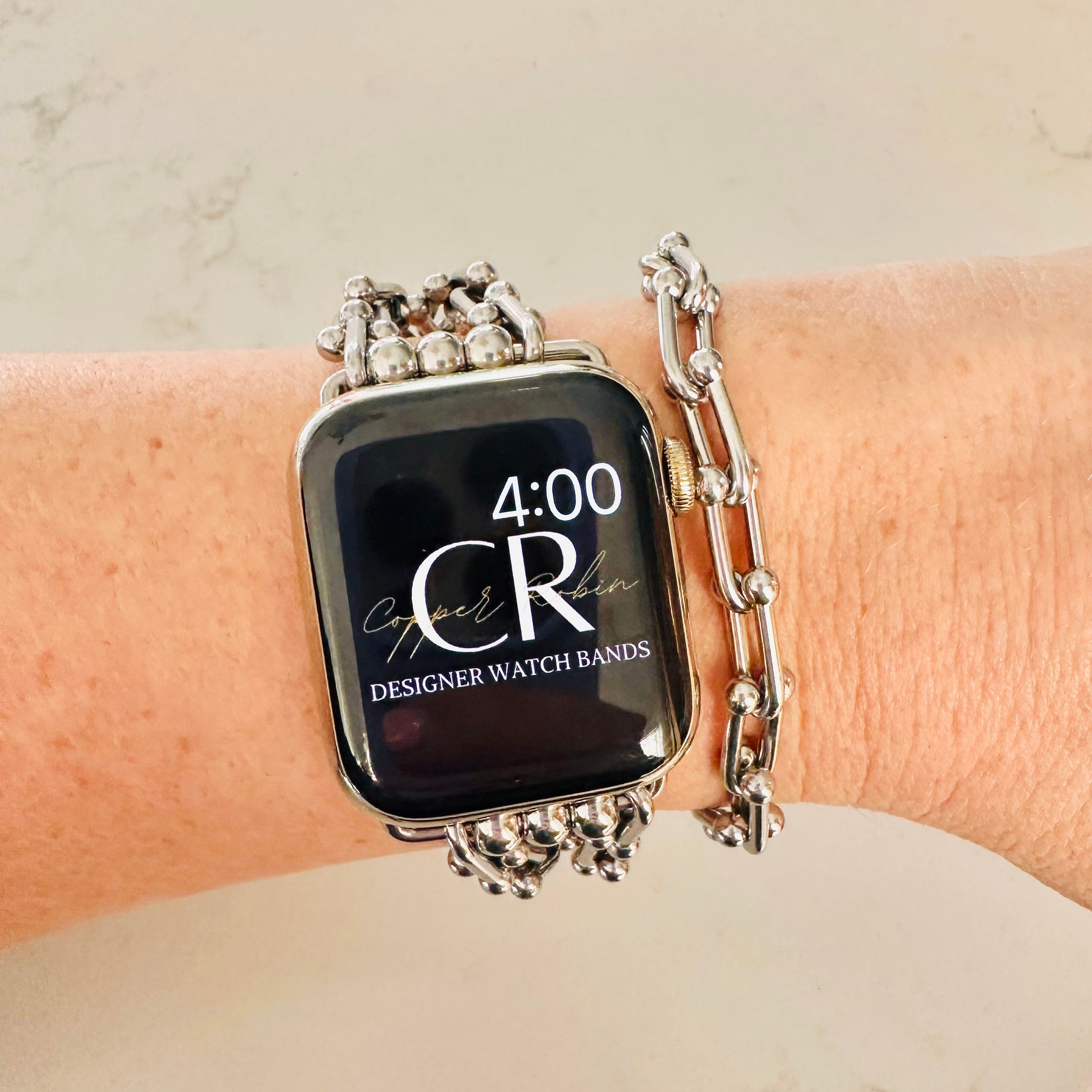 BLACK LEATHER STUDDED APPLE WATCH BAND -THE Celebrity- (apple