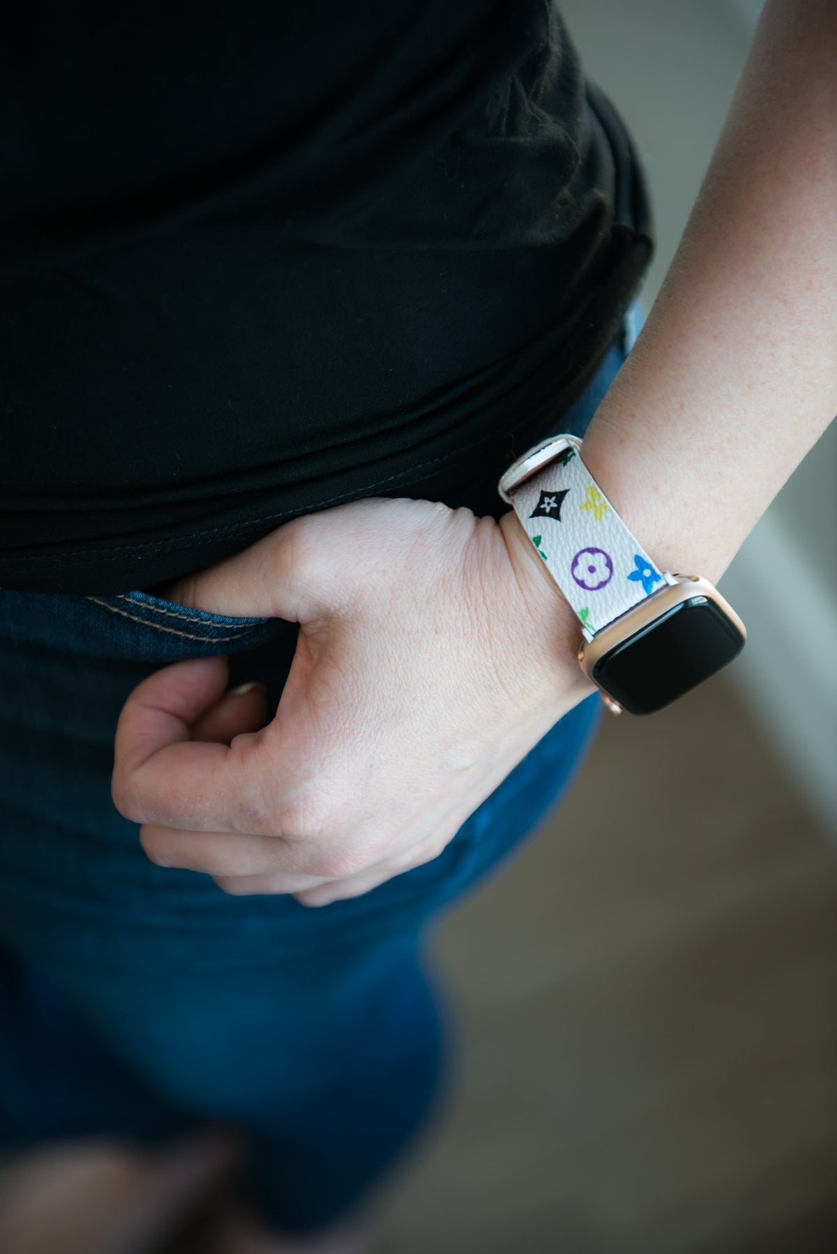 The Louie Damier Blue and White Watch Band for Apple Watch