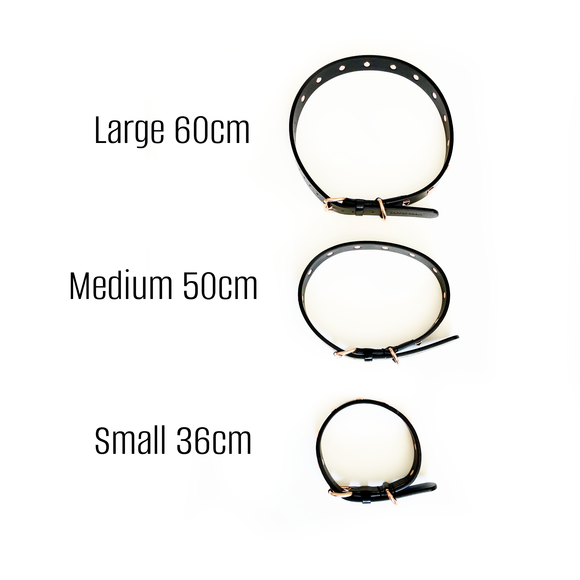 The Rockstar Dog Collar, Black Leather with Gold, Silver, or Rose Gold Studs
