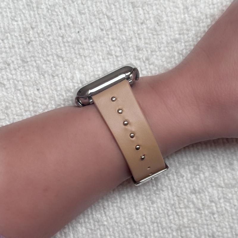 The Celebrity, Black Leather with Gold, silver, or Rose Gold Metal Studs Watch Band for Fitbit