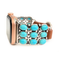 La Devereux, Turquoise and Leather Watch Band for Apple Watch
