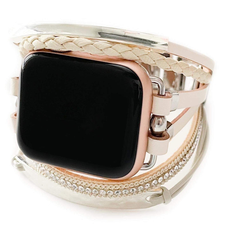 Posh with slight defects, Strappy Leather Watch Band with Gold, Silver, or Rose Gold Hardware, For Apple Watch