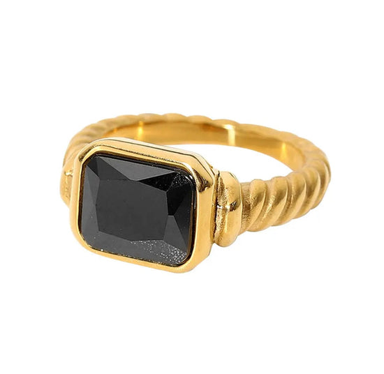 Black and Gold Onyx Ring