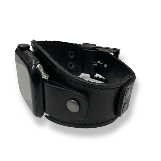 Wide leather 2025 apple watch band