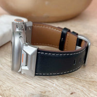 Ultra Black Stitched Leather Watch Band for Ultra Apple Watch