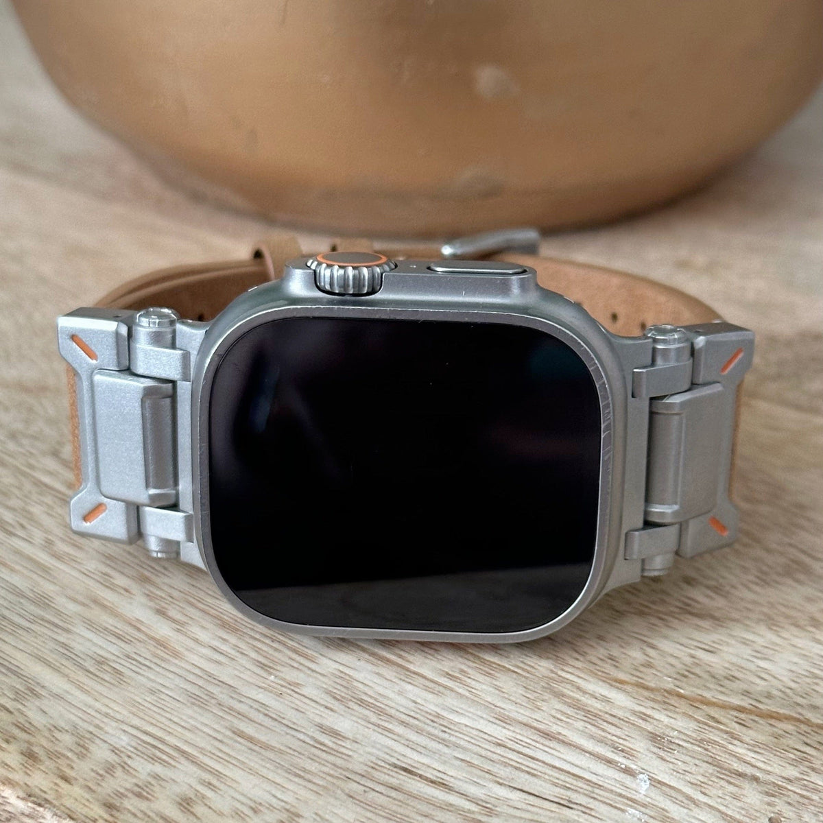 Ultra Brown Perforated Leather Watch Band for Ultra Apple Watch