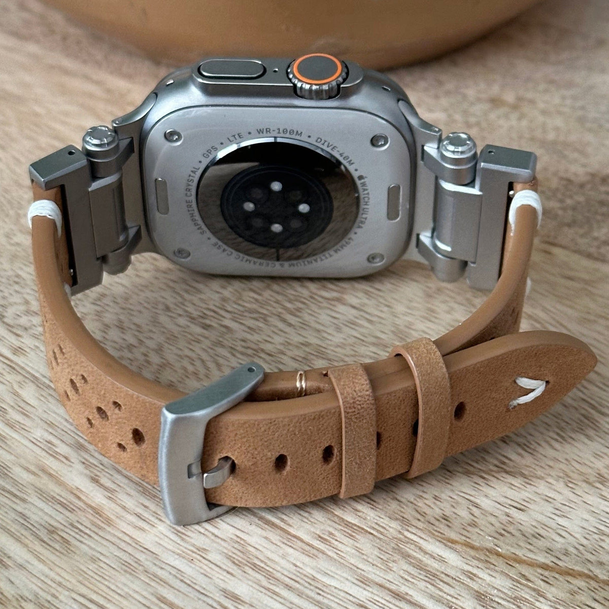 Ultra Brown Perforated Leather Watch Band for Ultra Apple Watch