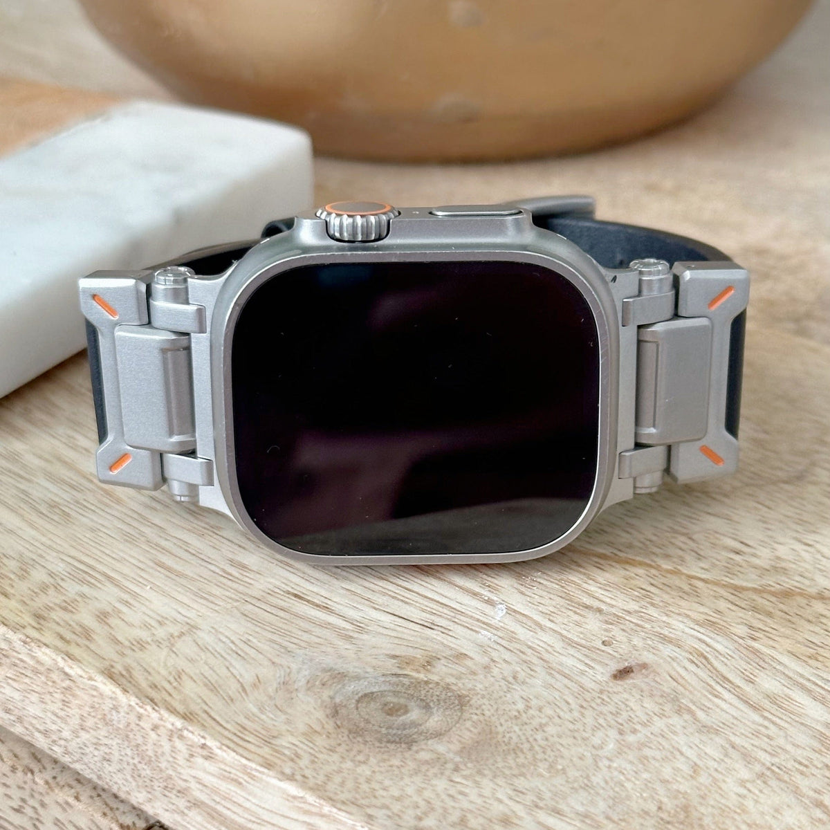 Ultra Brown Stitched Leather Watch Band for Ultra Apple Watch
