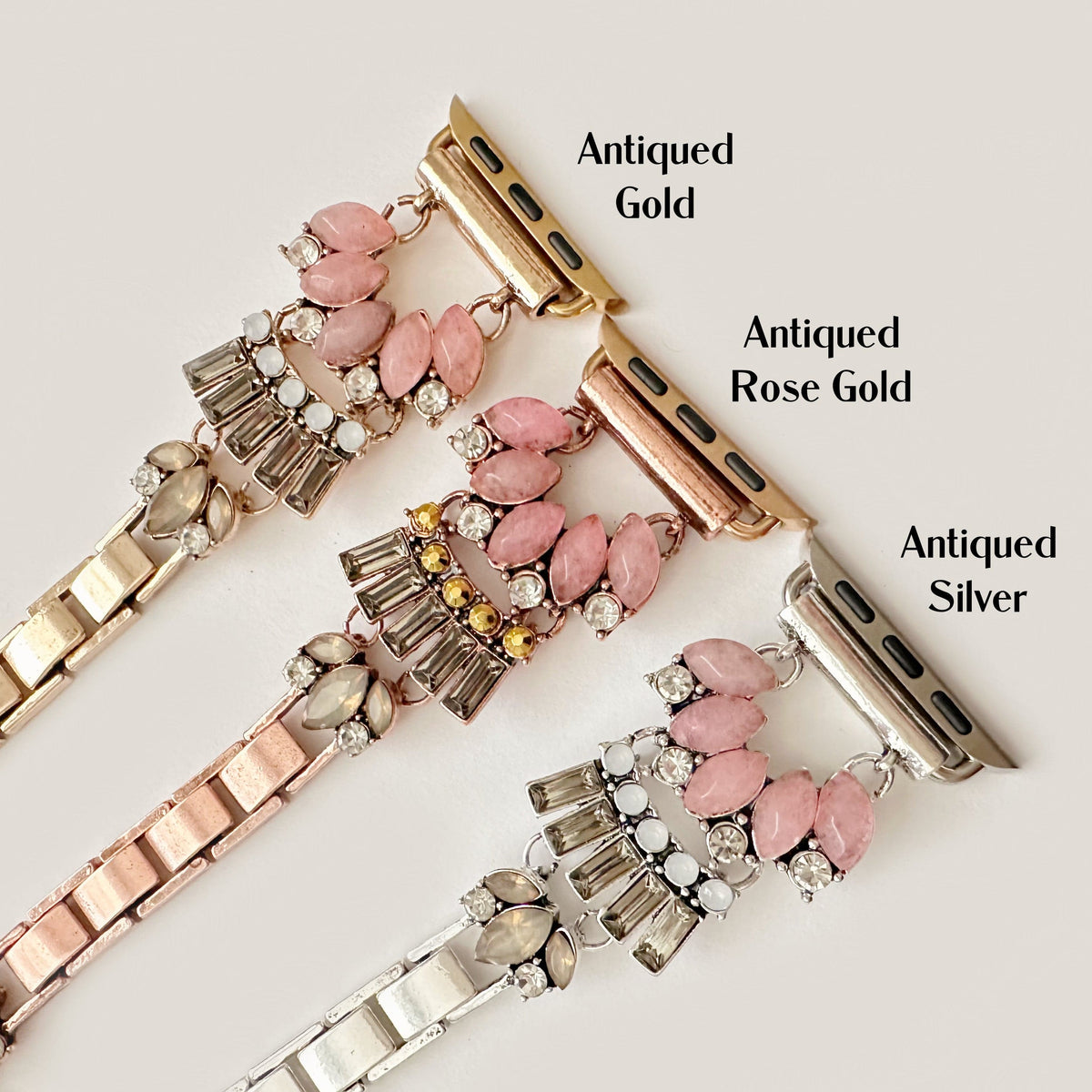 The Pink Quartz Jeweled Gatsby Watch Band for Apple Watch