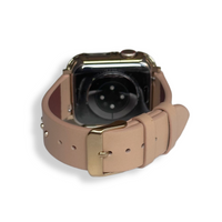 The Celebrity, Black Leather with Gold, silver, or Rose Gold Metal Studs Watch Band for Apple Watch