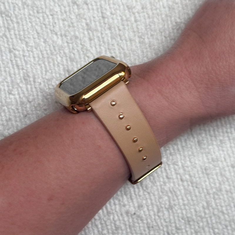 The Celebrity, Black Leather with Gold, silver, or Rose Gold Metal Studs Watch Band for Fitbit