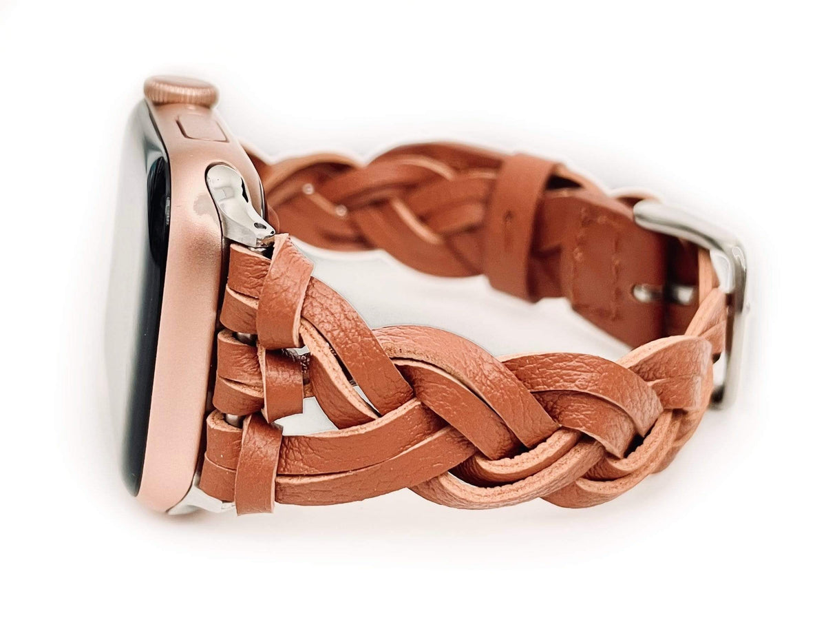 Braided Leather Watch Band for Apple Watch – Copper Robin display picture 2