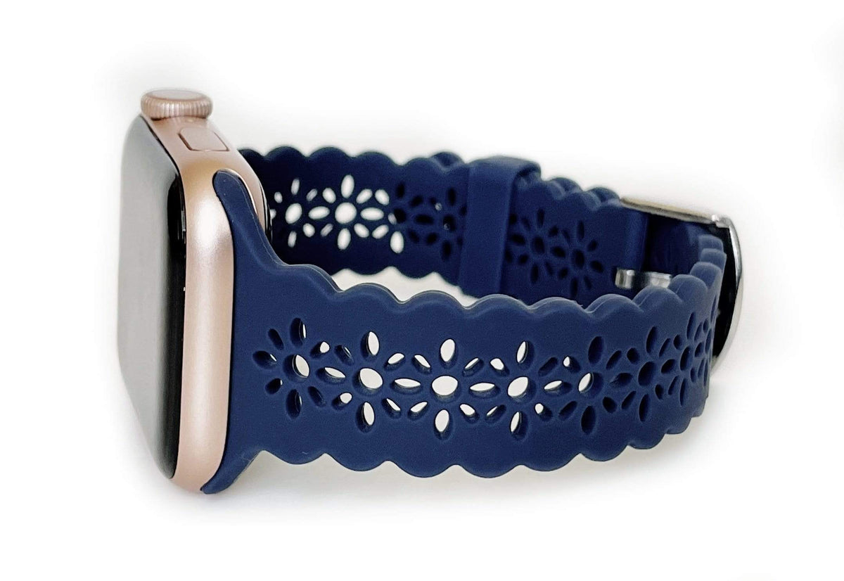 NAVY BLUE LACE SILICONE APPLE WATCH BAND – Copper Robin