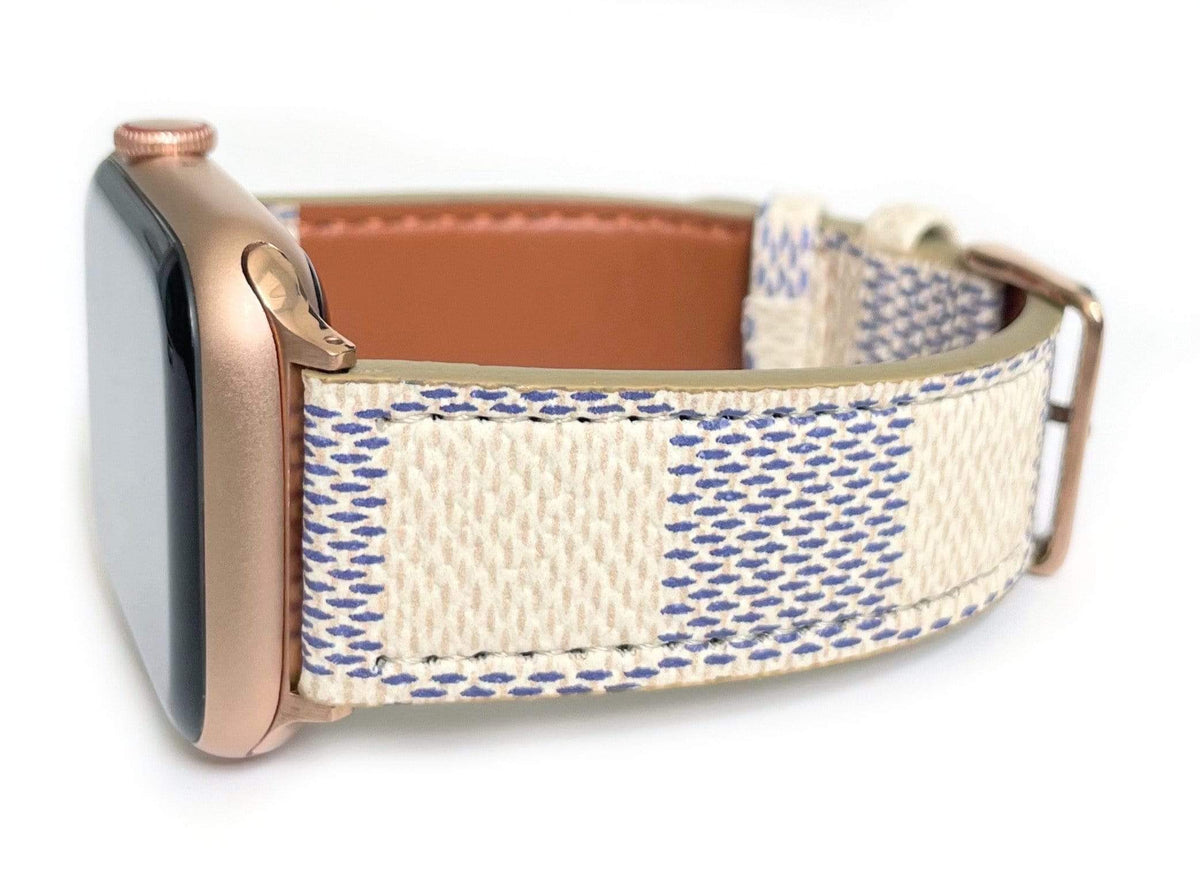 The Louie Damier Cream and Blue Watch Band for Apple Watch