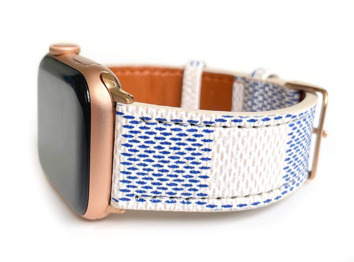 The Louie Damier Blue and White Watch Band for Apple Watch