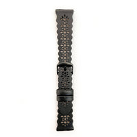 Leathered Lace, Black Laser Cut Leather Watch Band for Apple Watch