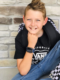 This sporty unisex apple watch band is the must have band of the season! This black and blue checkered band is only available in size 42/44mm for now. Sizes: Small/Medium will fit wrist size 5”-7.5” Medium/Large will fit wrist sizes 6”-8.25”