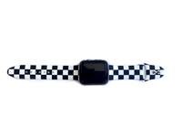 This sporty black and white checkerboard silicone apple watch band is the must have band of the season! Looks great on men, women and children. Sizes: Small/Medium will fit wrist size 5”-7.5” Medium/Large will fit wrist sizes 6”-8.25”