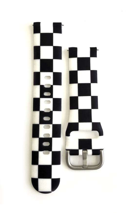 This sporty, silicone, checkered Samsung watch band is the must have band of the season! Looks great on men, women and children. This band comes in 2 widths: 20mm and 22mm. Please see listing for list of compatible watches.