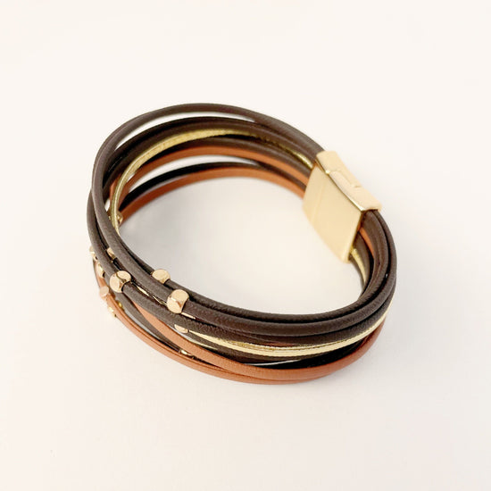 Strappy Bracelet -Brown/Gold