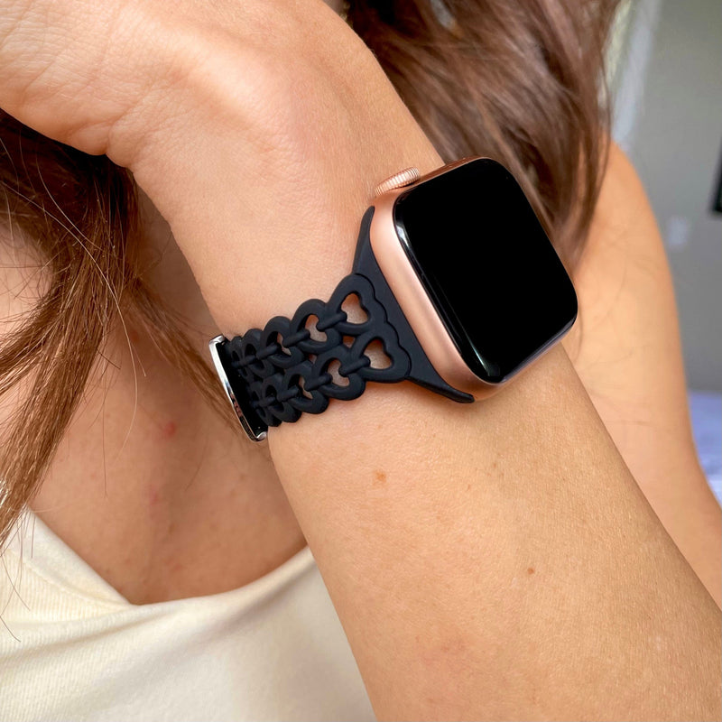 Chained Heart Silicone Apple Watch Band