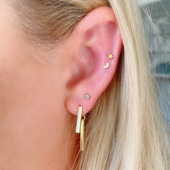 Dainty Moon Pin Top Earring (for flat back)