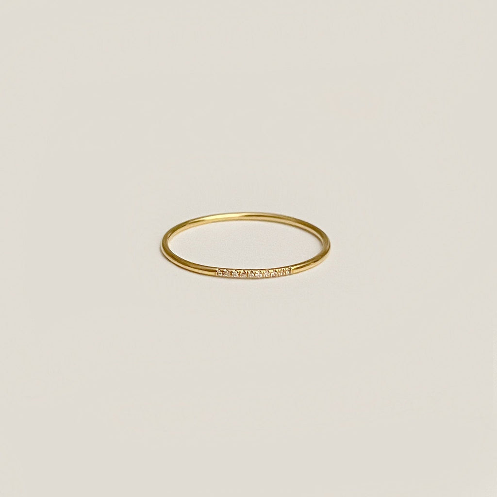 Diamond String Stacking Ring (Gold Filled) 10 diamonds – Copper Robin